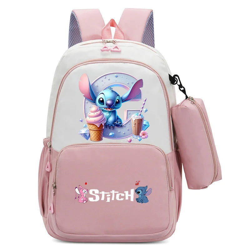Stitch Disney Girls Schoolbag with Pencil Bags Women Travel Bag New Backpacks for Student Children Large Capacity Bookbag Gifts