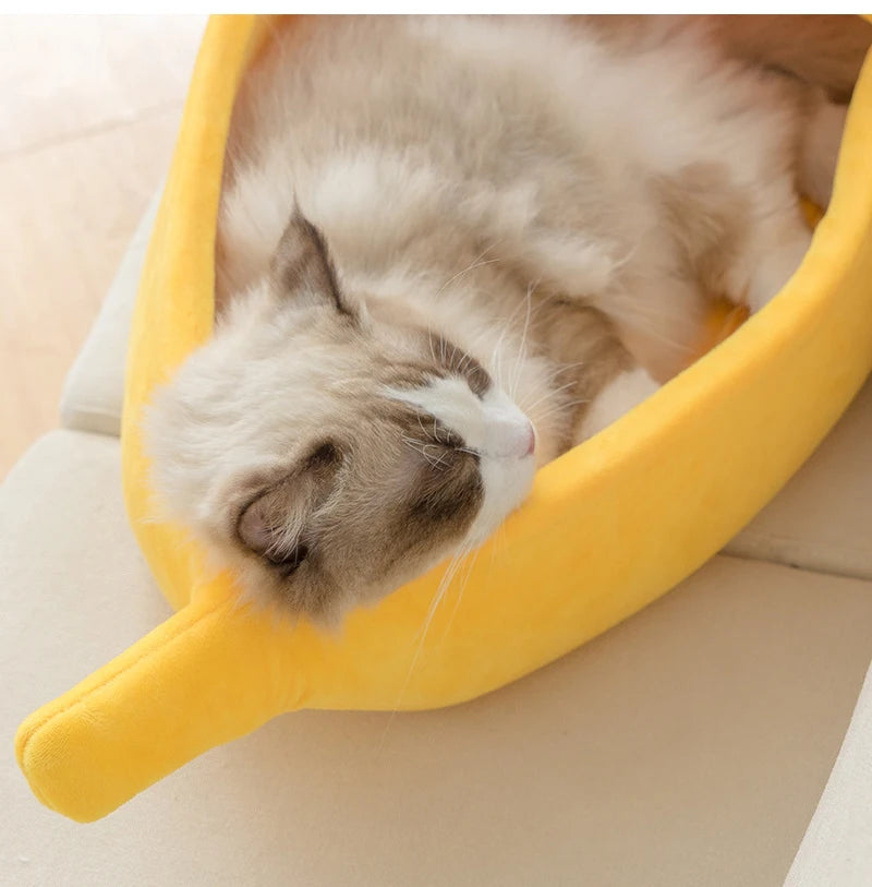 Winter Banana Cat Bed House Funny Cute Cozy Cat Mat Beds Warm Durable Portable Pet Basket Kennel Dog Cushion Cat Supplies winter