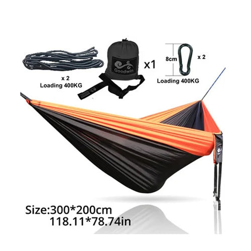300X200CM Double Person Outdoor Garden Camping Hammock Lightweight Parachute Nylon Travel Hiking Swing Hang Sleeping Bed