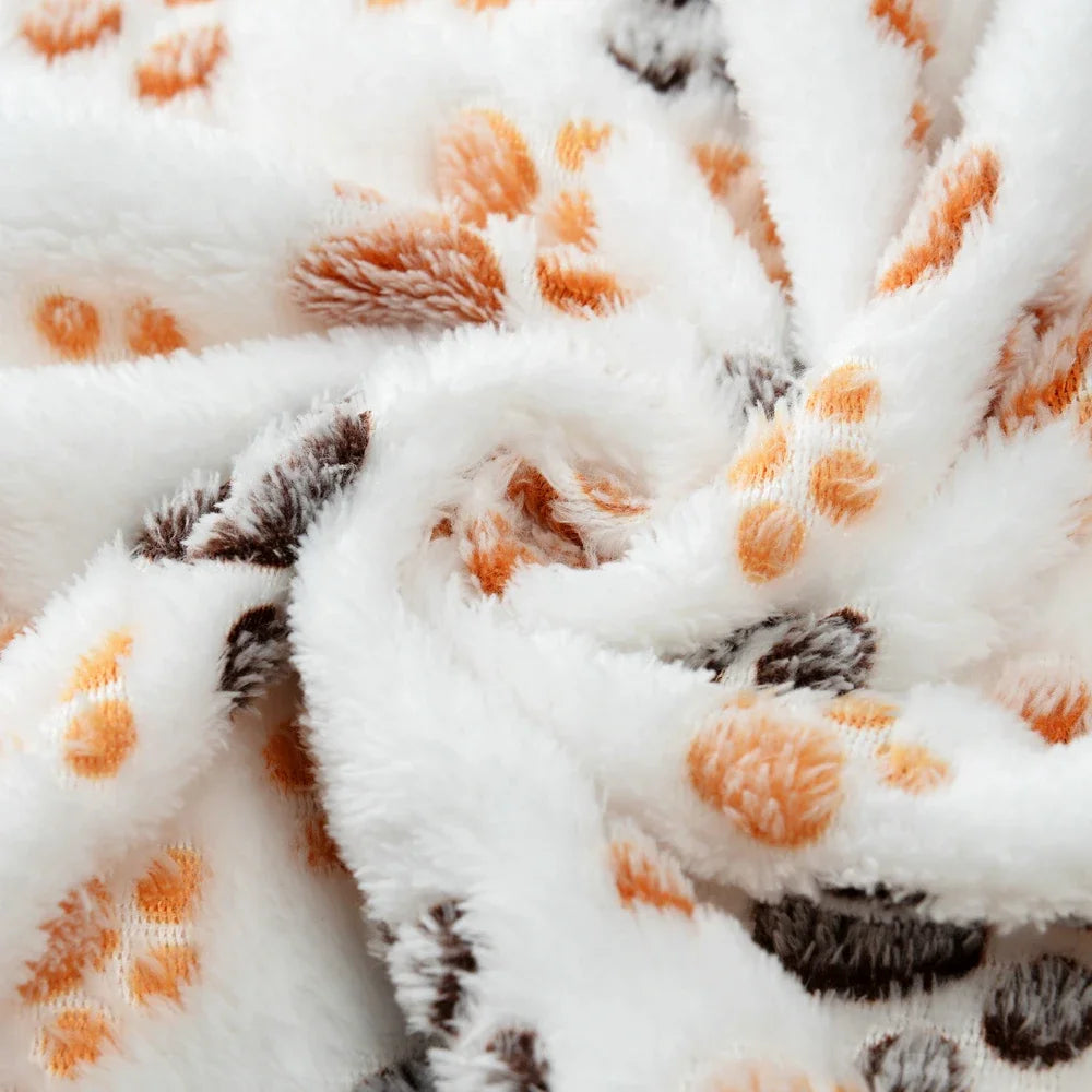 Warm Pet Cat Blanket Autumn Winter Cozy Thicken Fleece Kitten Footprint Bed Mat for Small Medium Big Cats Dog Chihuahua Supplies