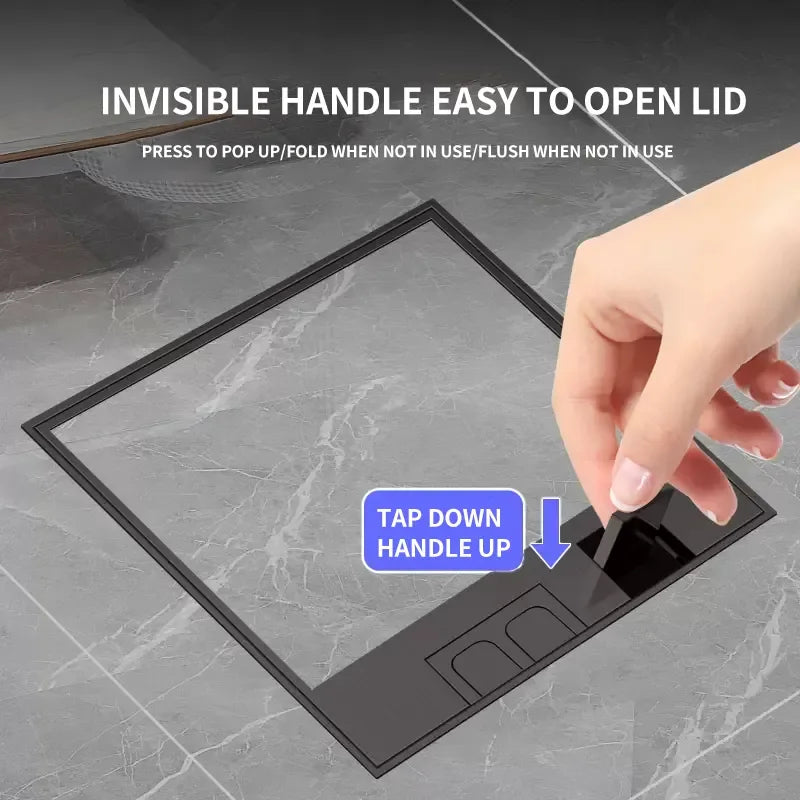 Modern Flat Floor Socket 130mm- Embedded with USB Ports, 304 Stainless Steel - Waterproof Integration with Marble Flooring