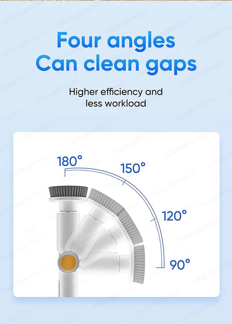 HOMFISH 2025 NEW 8-in-1 Electric Spin Scrubber Wireless Cleaning Brush  Waterproof Bathroom Scrubber Adjustable Extension Handle