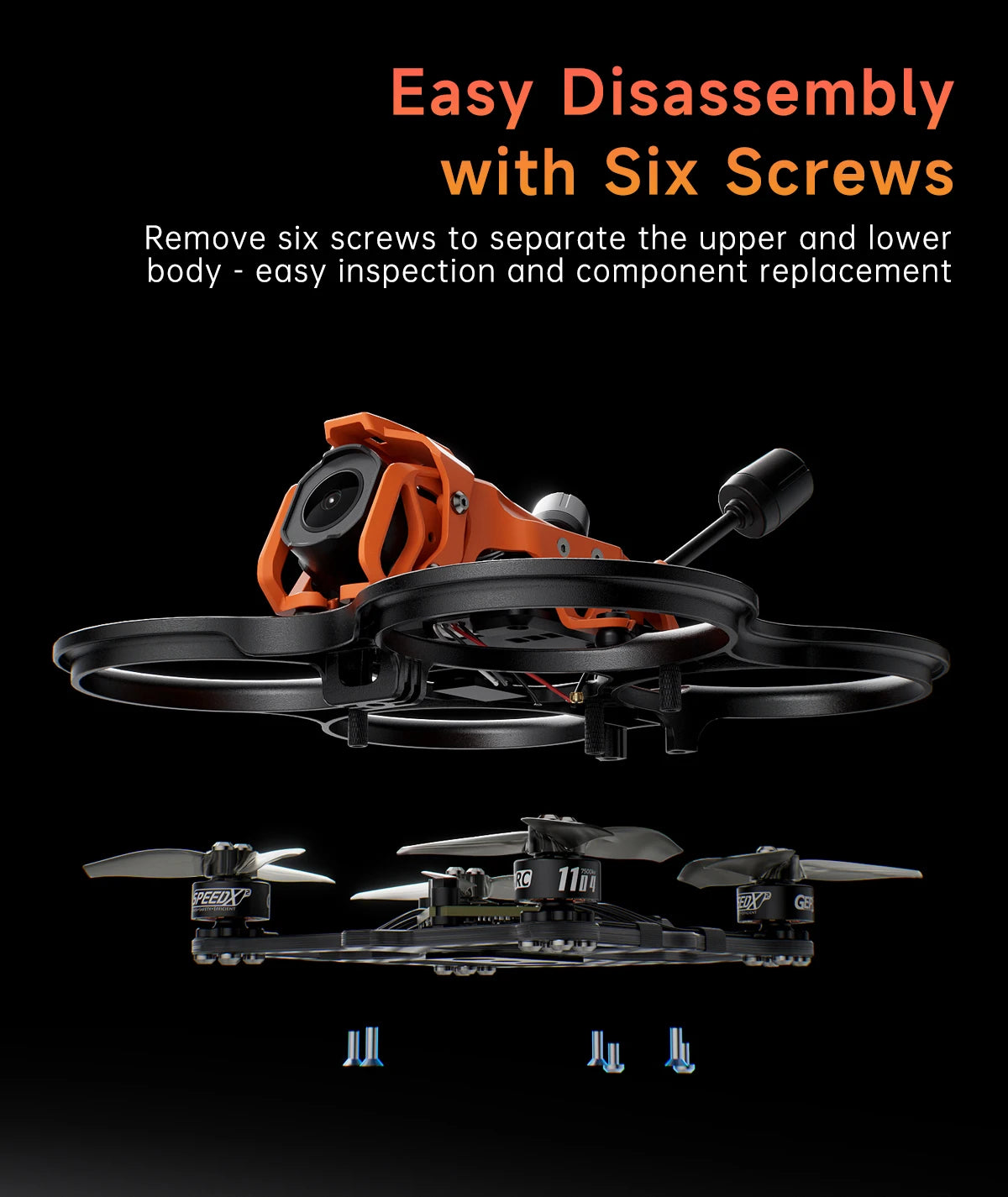 GEPRC DarkStar22 FPV Quadcopter O4 Air Unit PRO /WTFPV SPEEDX2 1104 7500KV TAKER F405 ELRS2.4 AIO Orange Grey RC Freestyle Drone