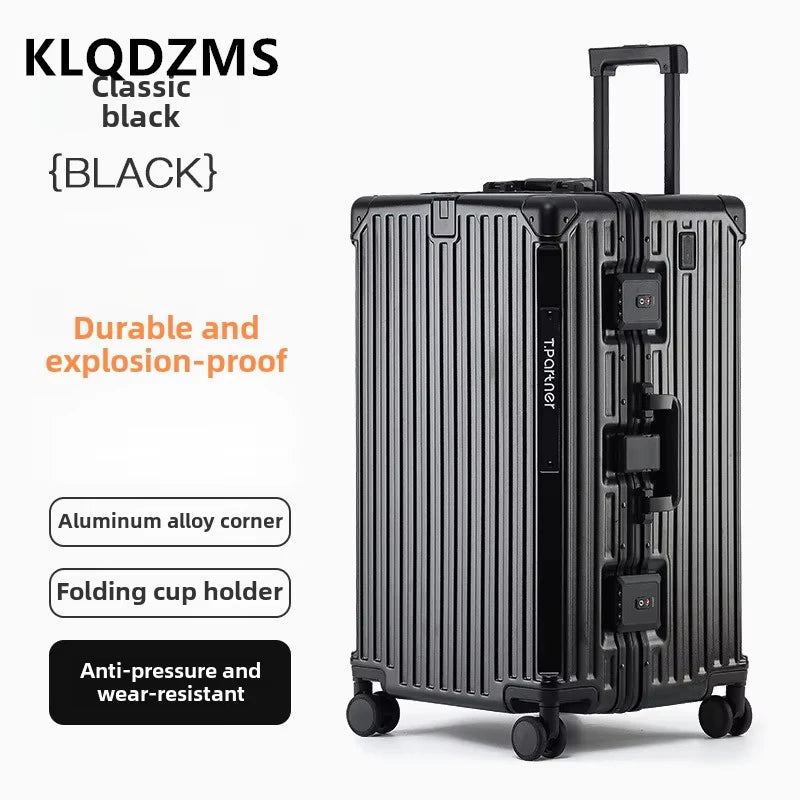 KLQDZMS Luggage 26"29"32 Inch Large Capacity Aluminum Frame Cart Case Cart Style Travel Bag Universal Wheel Rolling Suitcase