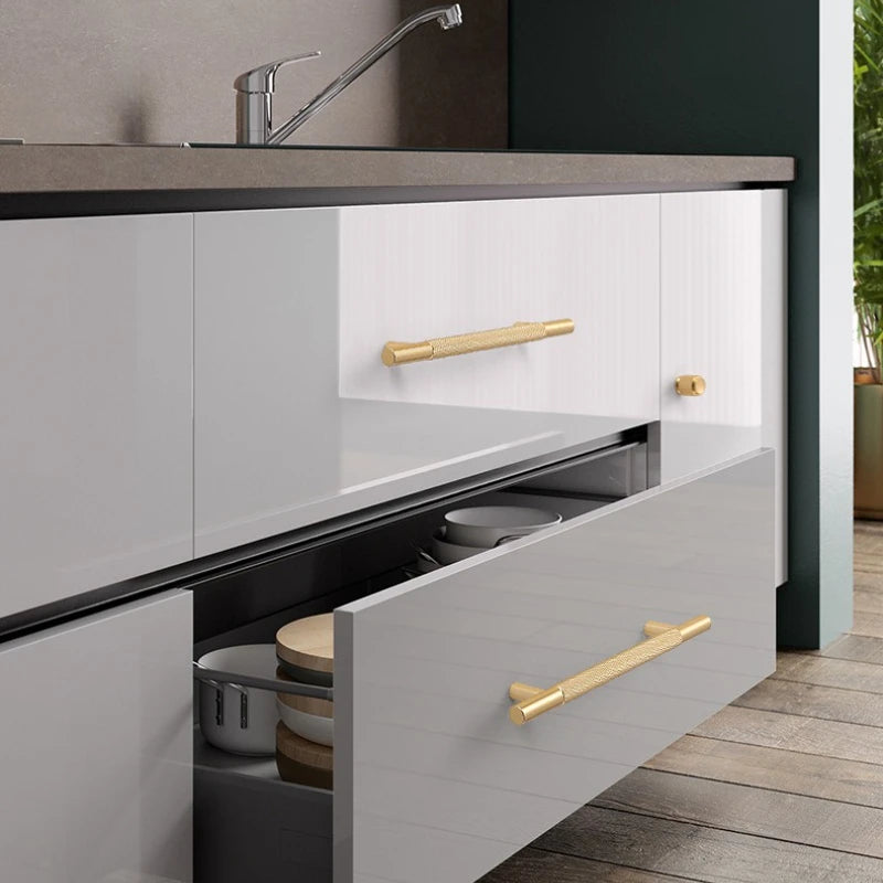 Black Gold Knurled Kitchen Cupboard Cabinet Storage Handles Closet T Bar Wardrobe Door Pulls Door Knobs Home Furniture Handles