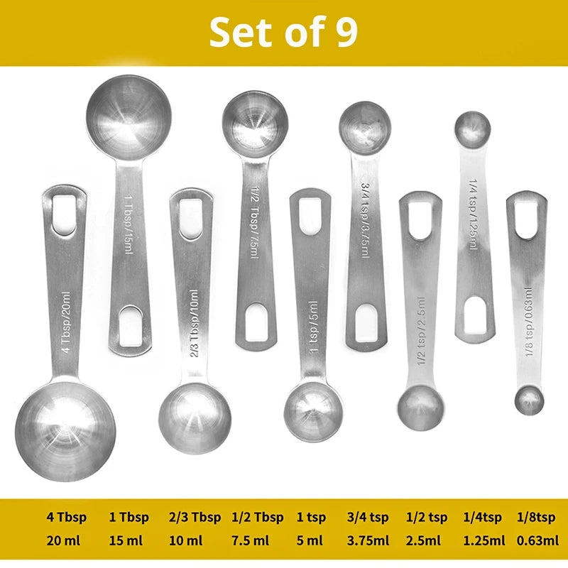 6/9/11Pcs Measuring Spoons Set Stainless Steel Seasoning Coffee Scoop Measuring Spoon With Scale Kitchen Baking Measuring Tools