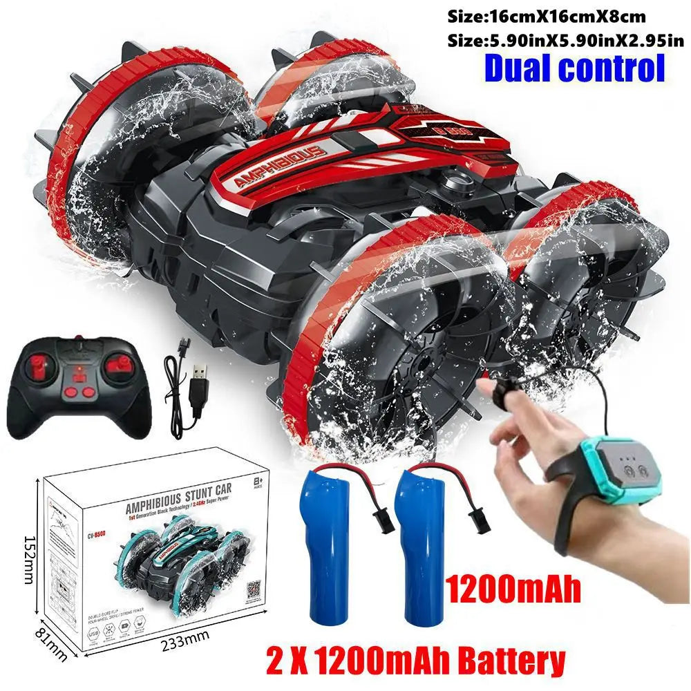 Amphibious RC Car Remote Control Stunt Car Vehicle Double-sided Flip Radio 4WD Drift Off Road Outdoor Toys for Boy Children Gift