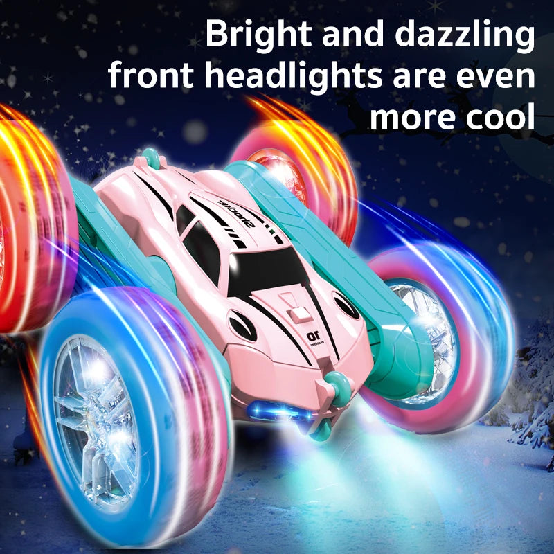 Remote control stunt car Light four-wheel drive double-sided swing arm rolling car Christmas children's toy remote control car