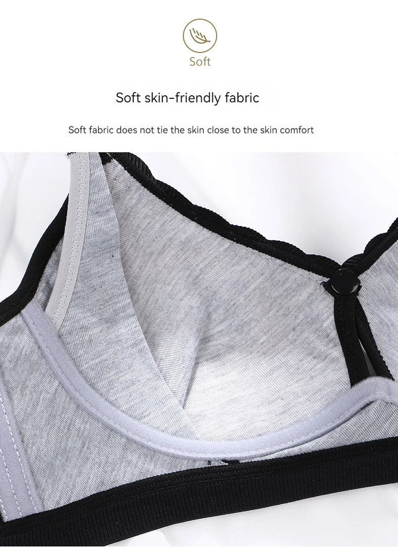 New Cotton Soft Comfortable Pregnant Women's Breastfeeding Bra Gathering Anti sagging and Steel Ring Free Women's Underwear