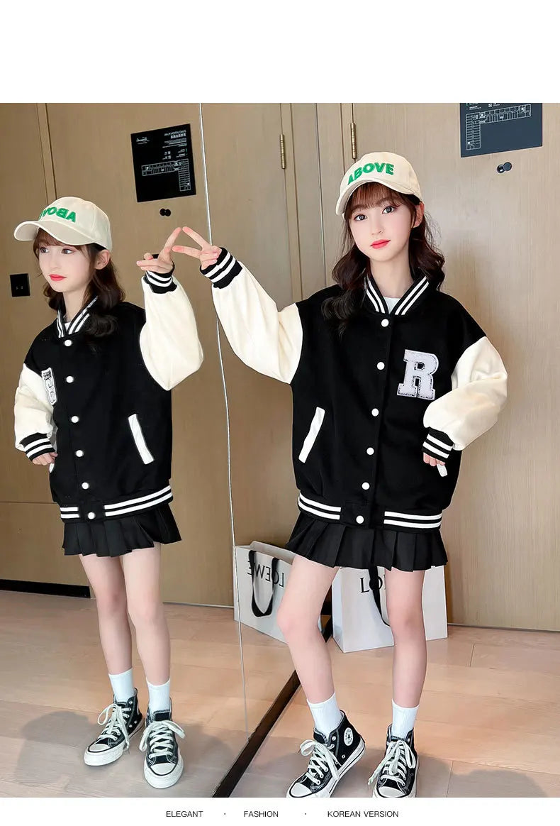 Teenage Girls Baseball Jackets For 5-14 Years Old Teens Clothes Children Sports Outerwear Coat Spring Autumn Fashion Boys Jacket
