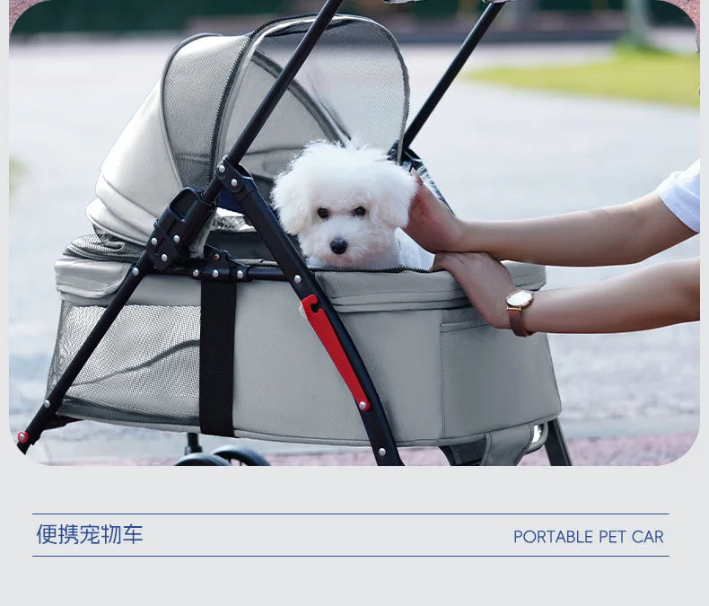Lightweight Pet Stroller for Cats & Dogs - Foldable Dog Cat Carrier for Small Pets like Teddy & Puppies