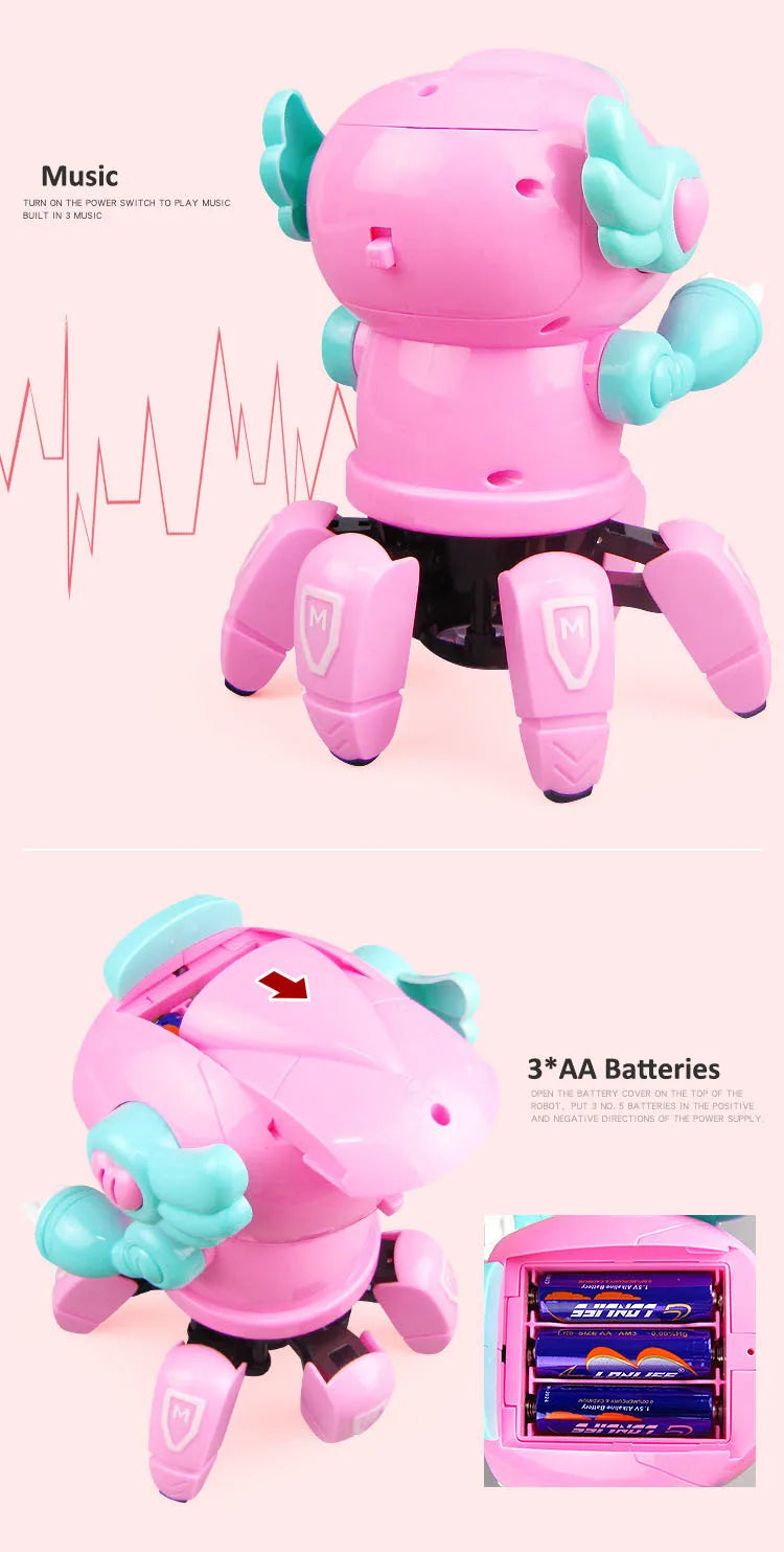 Dancing Six-claw Fish Robot Electronic toy Pet Funny Walking With Music Lightd Interaction Toys for Kids Boys' Birthday Gifts