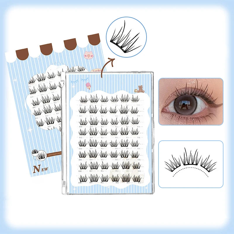 Glue-Free Featherlight Eyelash Strips Ultra Thin Invisible Lashes Easy Snap-On Clusters for Natural Everyday Look Whispy Soft