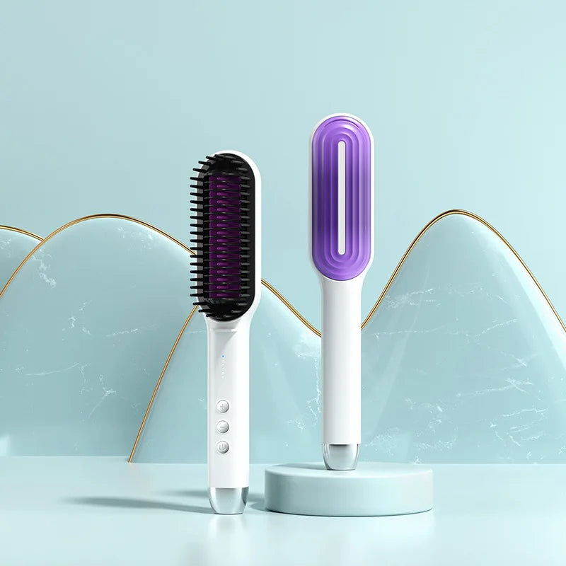 Hot Sale PTC Heating Smart Steam Hair Straightener Brush Smoothing Flat Iron Curly Hair Straightening Comb Electric Hair Brushes