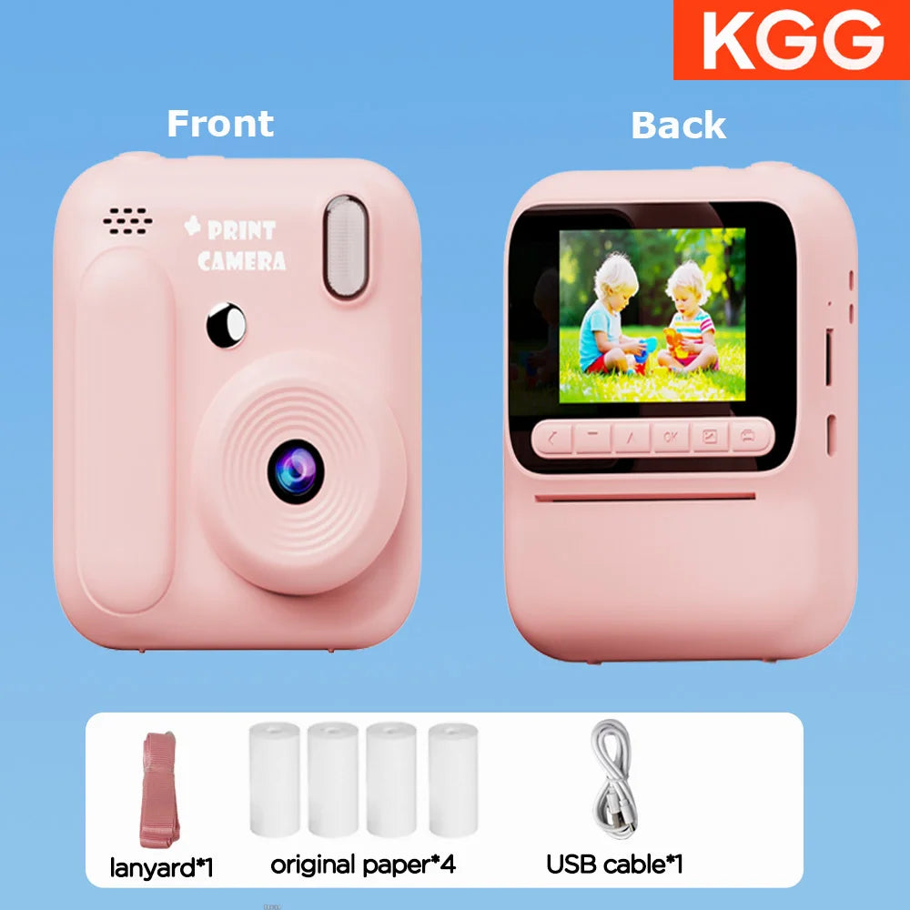 Color Printing Camera  Kids Instant Camera 32GB 1080P Thermal Print Digital Camera Print Photo Video Games Music Children Gift