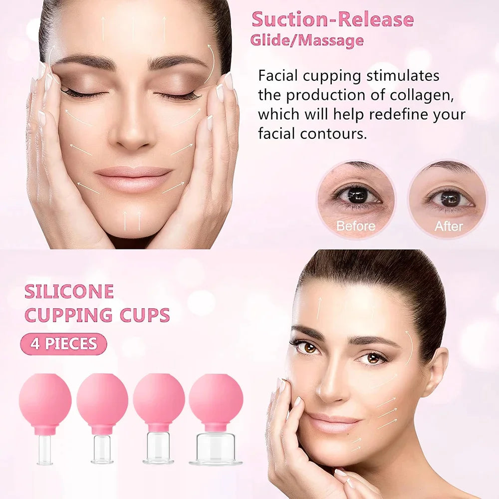 1/4PCS Rubber Massage Body Cups Vacuum Face Cupping Massage Cupping Facial Skin Lifting Body Anti Cellulite