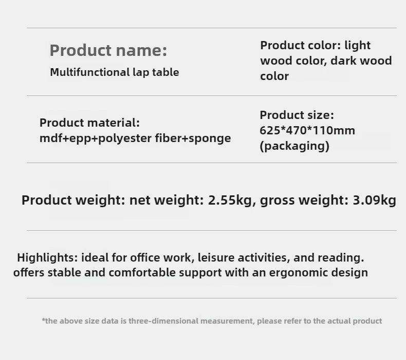 Multi-Functional Knee Laptop Desk Lazy Sofa Tray Table Bed Writing Stand Reading Gaming Table for Small Space Use