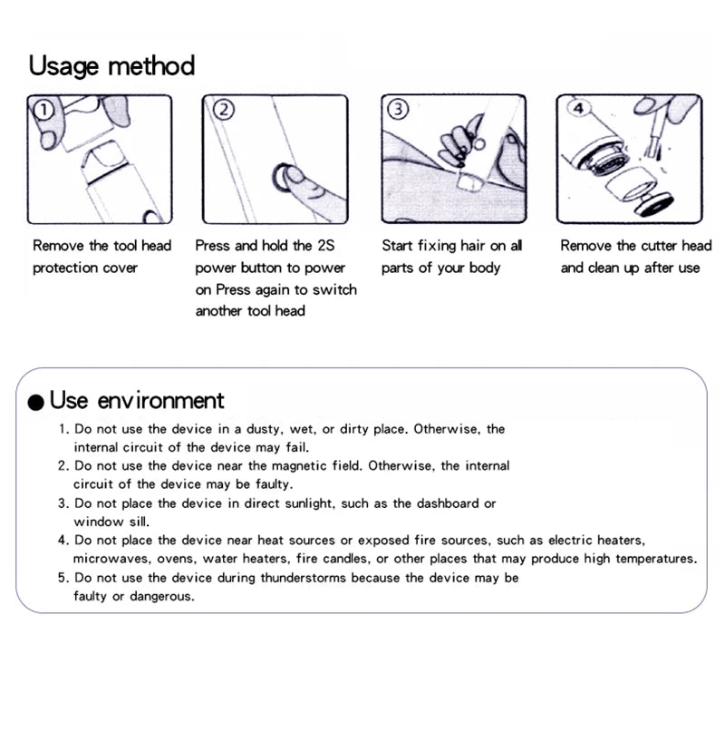 2 IN 1 Lady Electric Shaver Double Head Dual Purpose  Electric Razor & Hair Trimmer For Female Underarm Leg Bikini Hair Remover