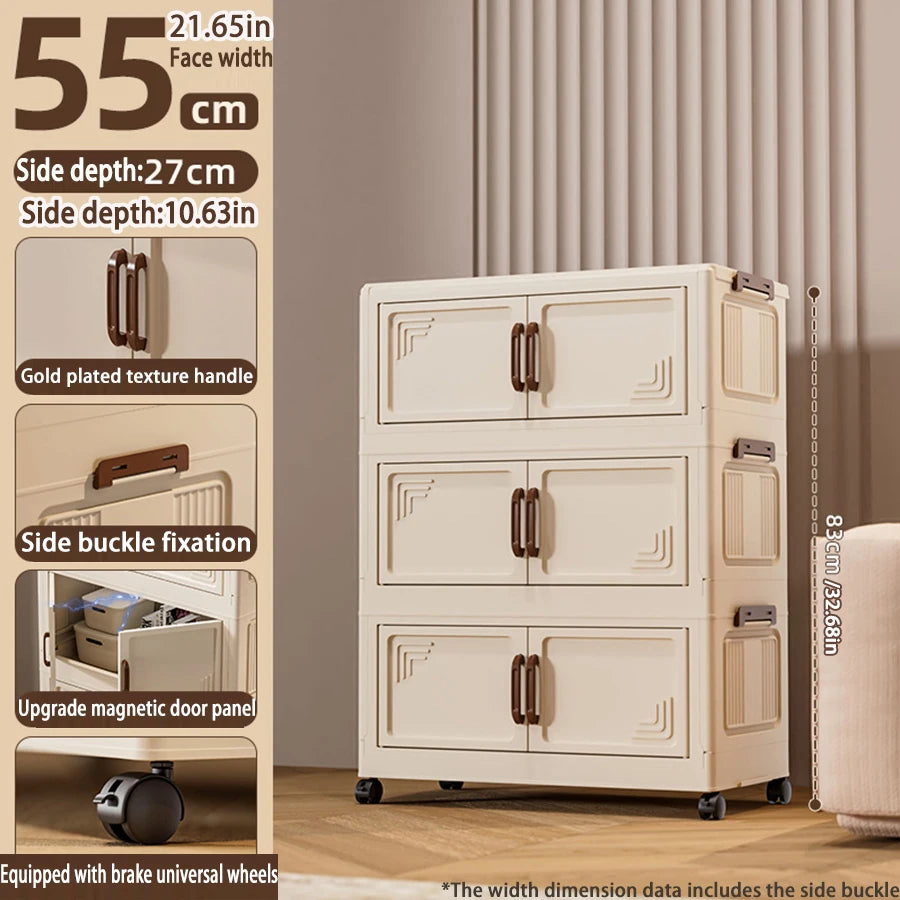 45/55/65cm Length Multifunction Folding Storage Cabinet Dustproof Wardrobe Large Capacity Sundries Cabinet