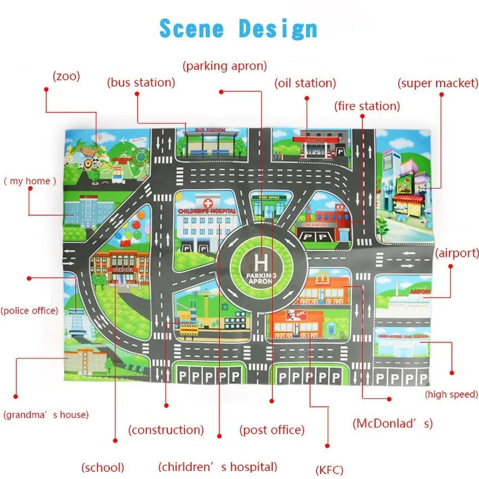 130*100cm Baby Crawling Mat for Children Cartoons Traffic Rug Indoor Toys City Road Carpet Kids Game Little Girl and Boy Playmat