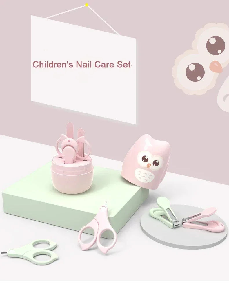 Children Manicure Kit Baby Nail Scissor Baby Nail Care Tool Set Kid Safe Portable Nail Clipper Trimmer File Tweezer with Box