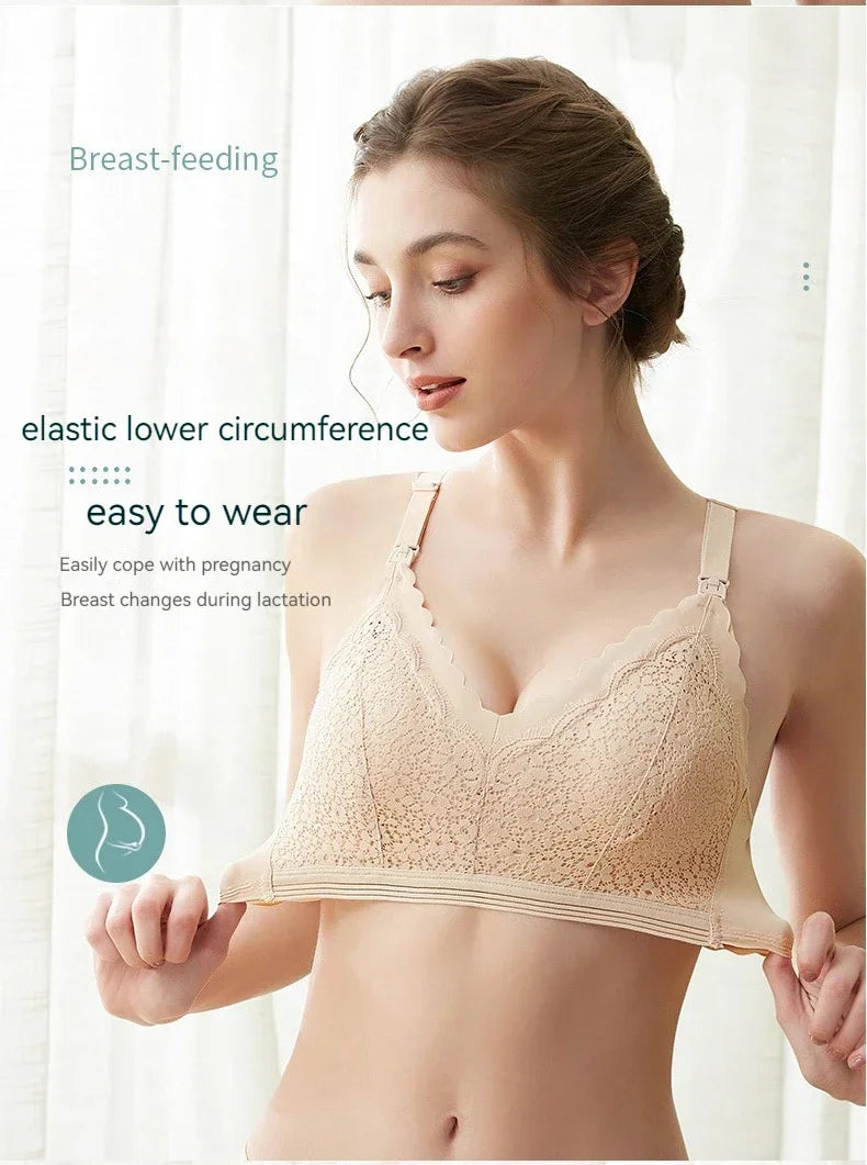 New Lace Up Buckle Without Steel Ring to Prevent Sagging Breastfeeding Bra is Soft and Comfortable For Pregnant Women in Large