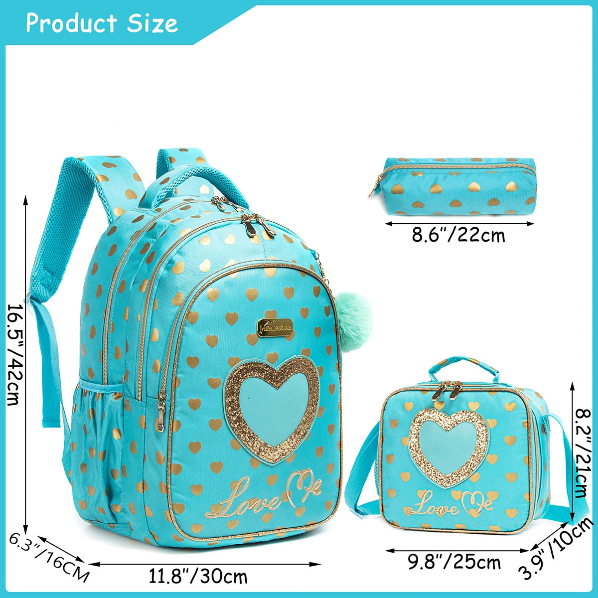 School Backpacks for Girls Backpack with Lunch Bag Pencil Case Elementary Primary Backpack for Teen Girls