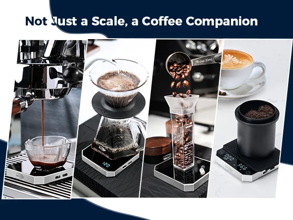 IKAPE Rechargeable Mini Coffee Scale with Timer Portable Mirror Scale 2kg/0.1g Accurate Scale For Espresso&Pour-Over Coffee