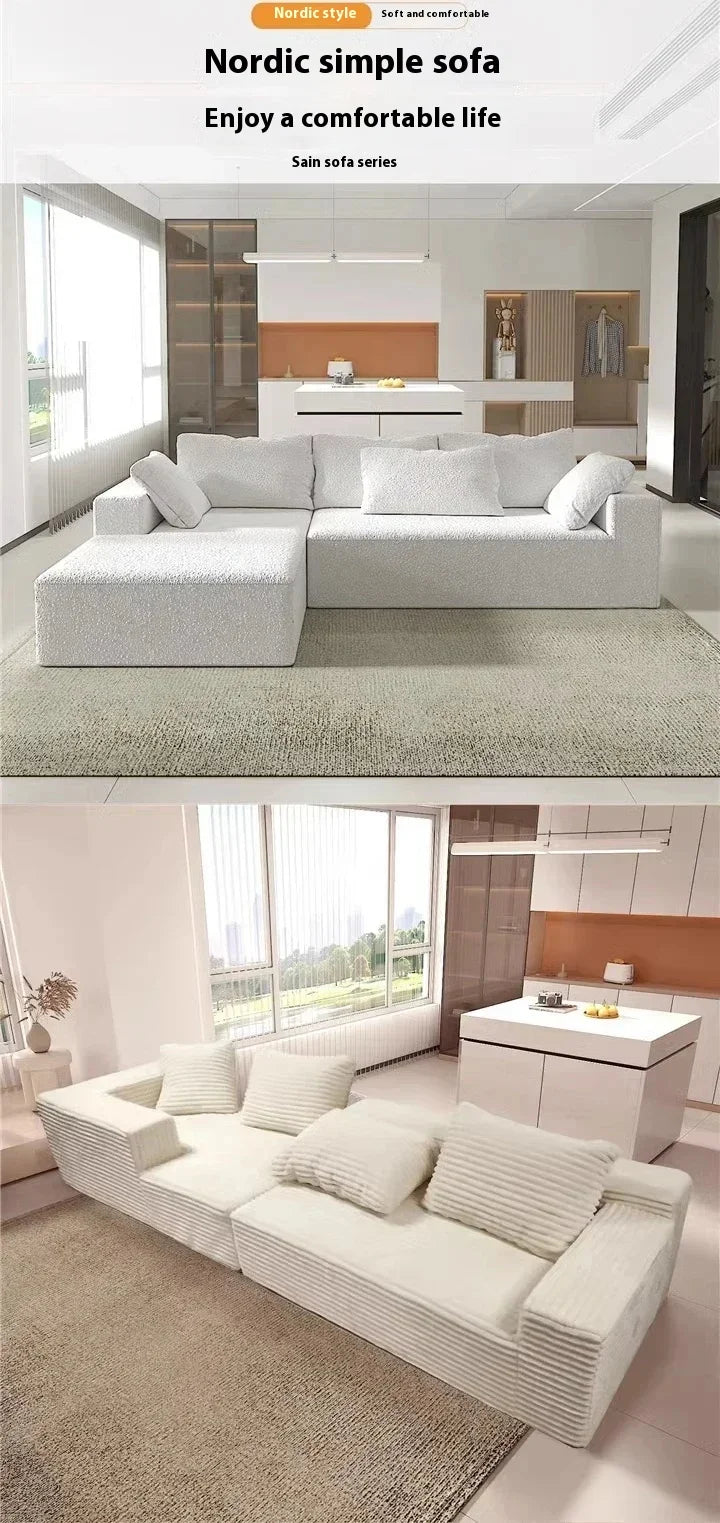 Vacuum Compression Sofa, Nordic Splicing Combination Sofa Bed, Beige/beige Cashmere and Rabbit Fur Are Optional, Customizable