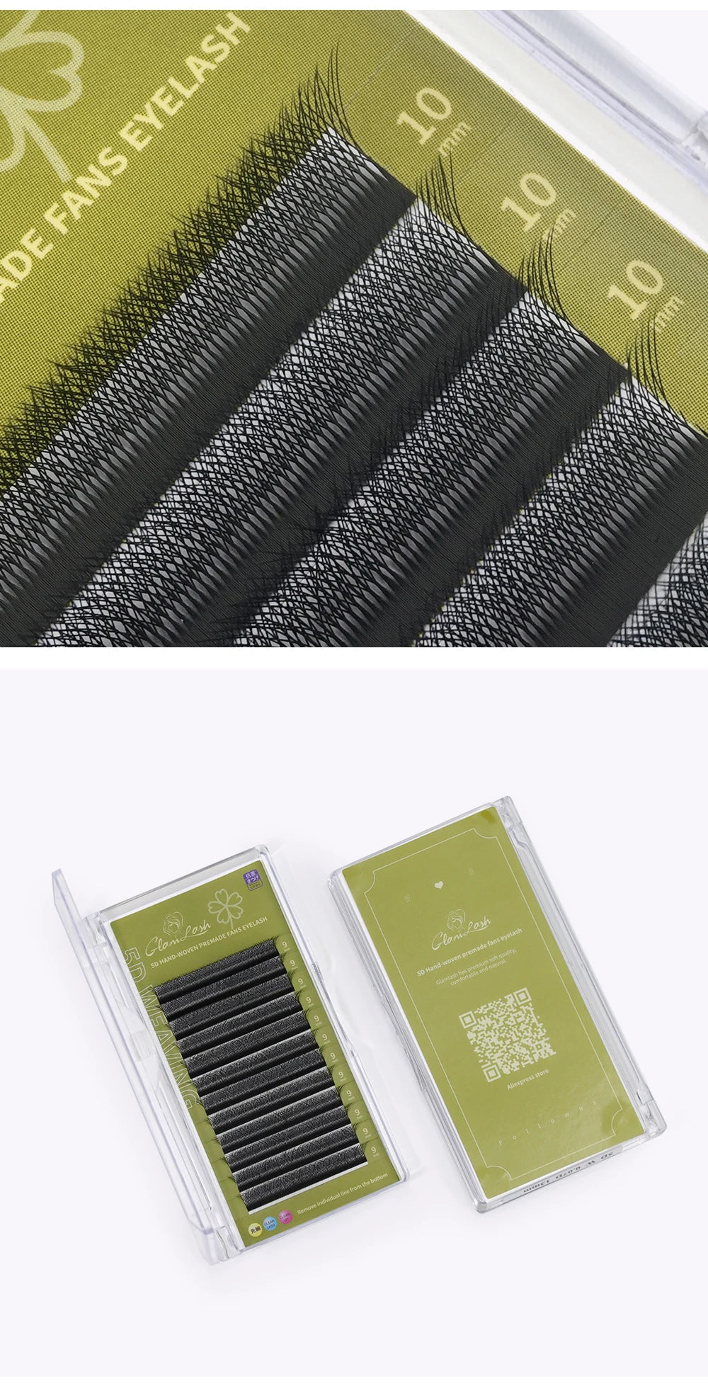 GLAMLASH 3D 4D 5D W Shaped Eyelash Lashes Easy Fan Eyelash Extensions Wholesales YY Premade Volume 12 Rows W Style Natural Soft