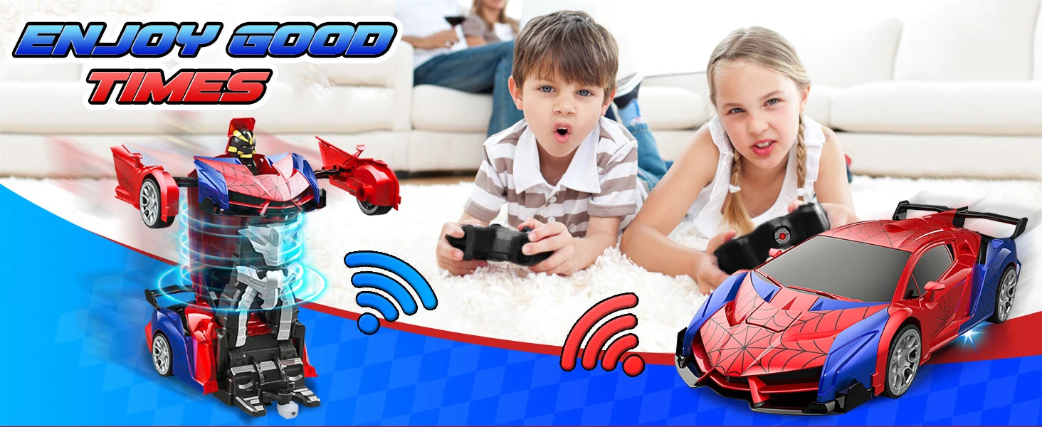 2.4GHz Deformable Spider Remote Control Car - Robot Car with Stunts, Rechargeable Battery & LED Lights, Toy Gift for Boys Girls