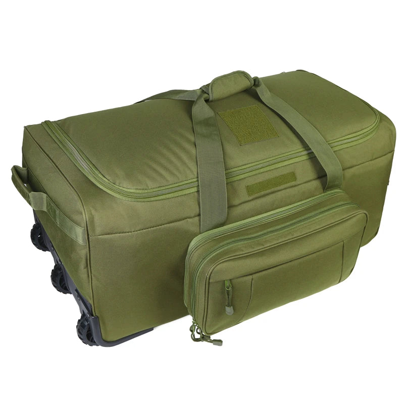 124L Large Capacity Tactical Duffel Bag Rolling Luggage for Heavy-Duty Camping Hiking Luggage Travel Suitcase
