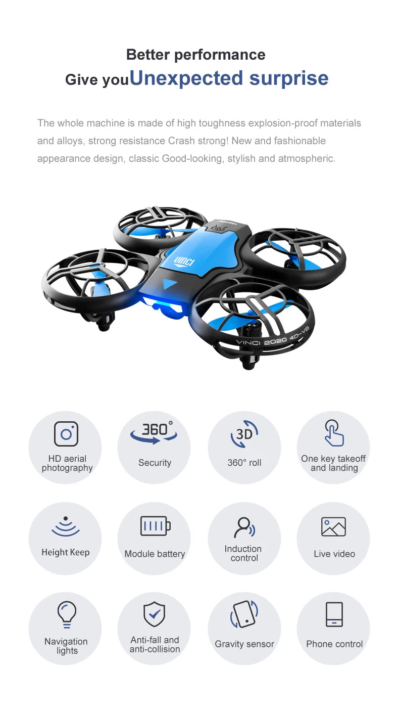 4DRC V8 Mini Drone 4k profession HD Wide Angle Camera 1080P WiFi fpv Dron Camera Height Keep Drones Camera RC Quadcopter Toys