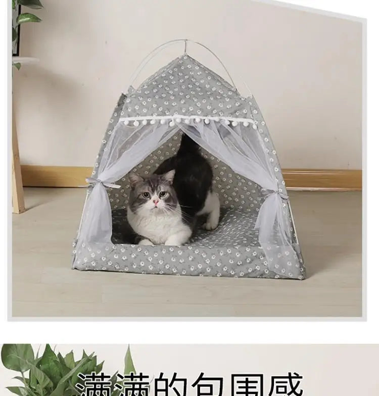 Cat Tent Bed Pet Cat House Closed Cozy Puppy Cage with Floors Pet Dog House Calming Cat Beds Puppy Kennel Tents Pet Supplies