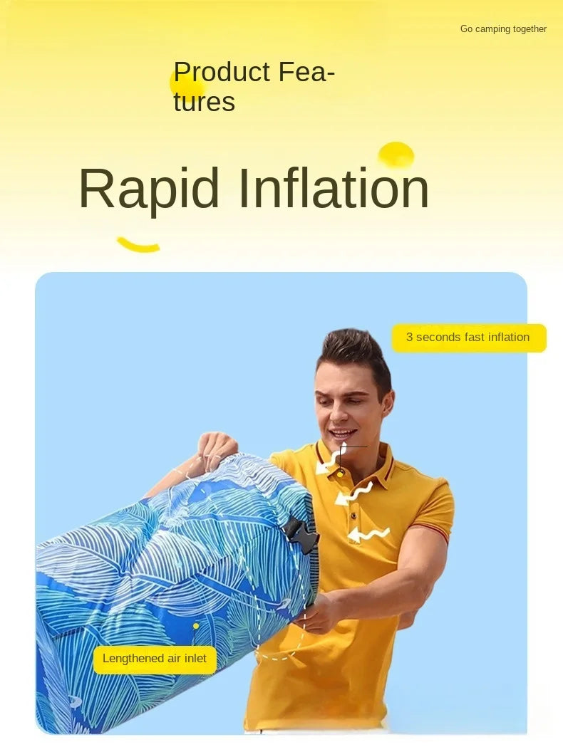 New Explosion-Proof Inflatable Lounge Chair, Light Luxury Portable Lazy Inflatable Bed That Can Sit or Lie Down, Beach, Hiking