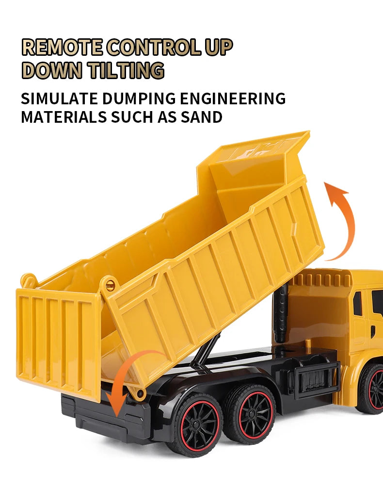 ZWN 2.4G Remote Control Excavator Dump Truck RC Model Car Toy Professional Alloy Plastic Simulation Construction Vehicle for Kid