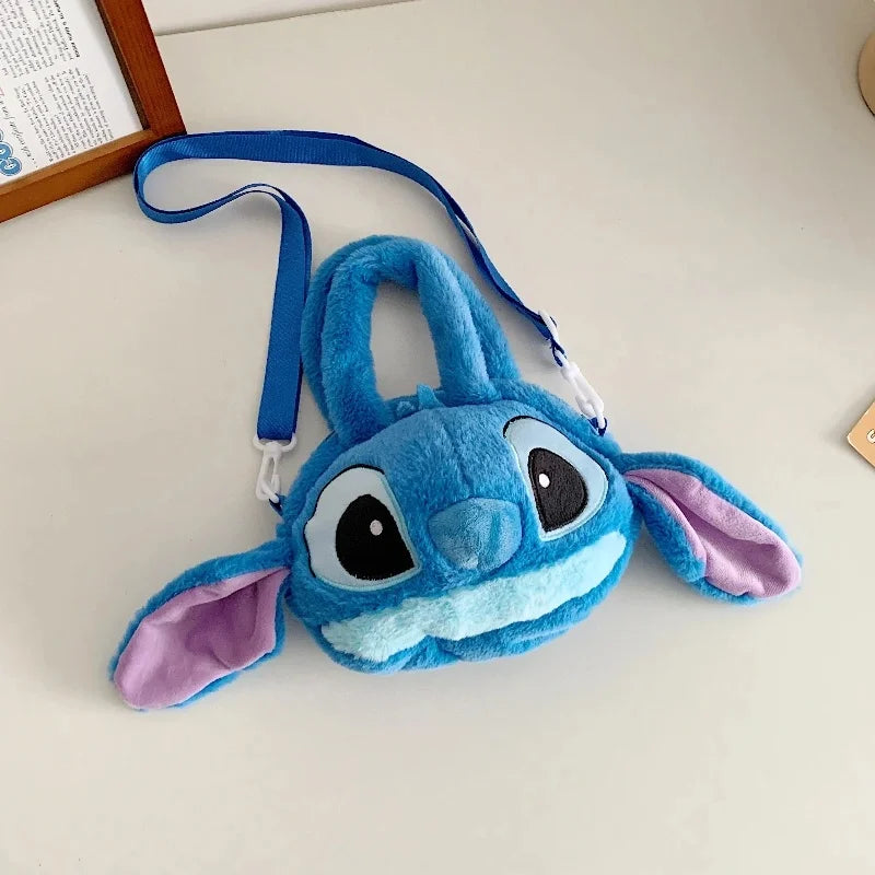 Disney Stitch Soft Plush Crossbody Bag Korean Cute Style Adjustable Strap Kawaii Anime Shoulder Purse Medium Size Gift for Women