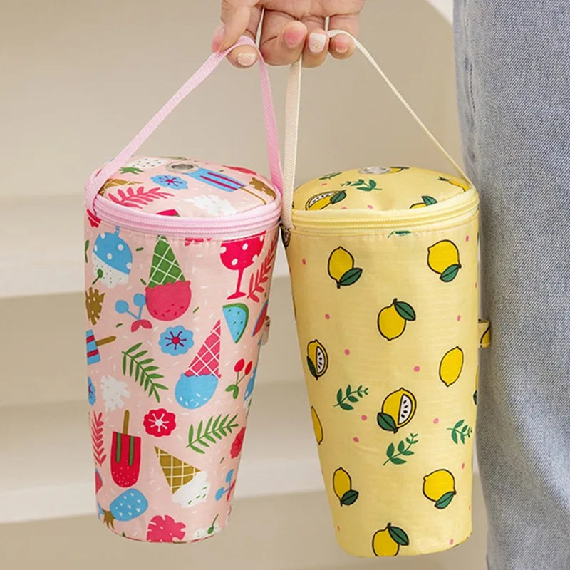Portable Milk Tea Tote Bag Heat Preservation Bag Carrying Insulated Cup Cover Umbrella Bag Handbag Camping Drinkware Accessories