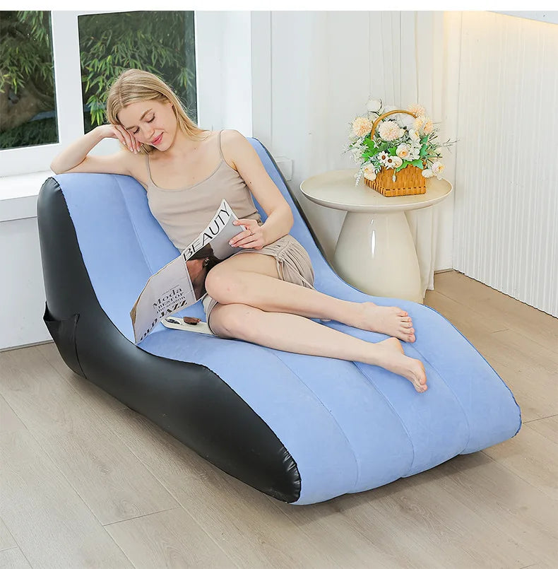 Inflatable Deck Chair , Inflatable Lounger Beach Air Sofa Chair Lazy Lounge Sofa for Indoor Living Room Bedroom, Outdoor Travel