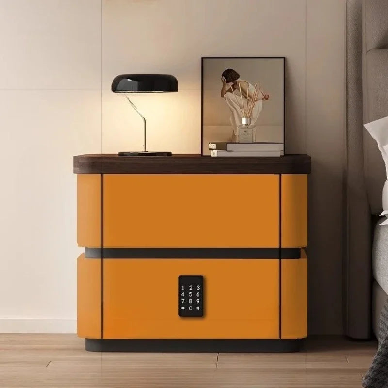 Smart Bedside Table Side With Combination Lock Deluxe Bedside Table Locker Safe Box Cabinet Nightstands Home Bedroom Furniture
