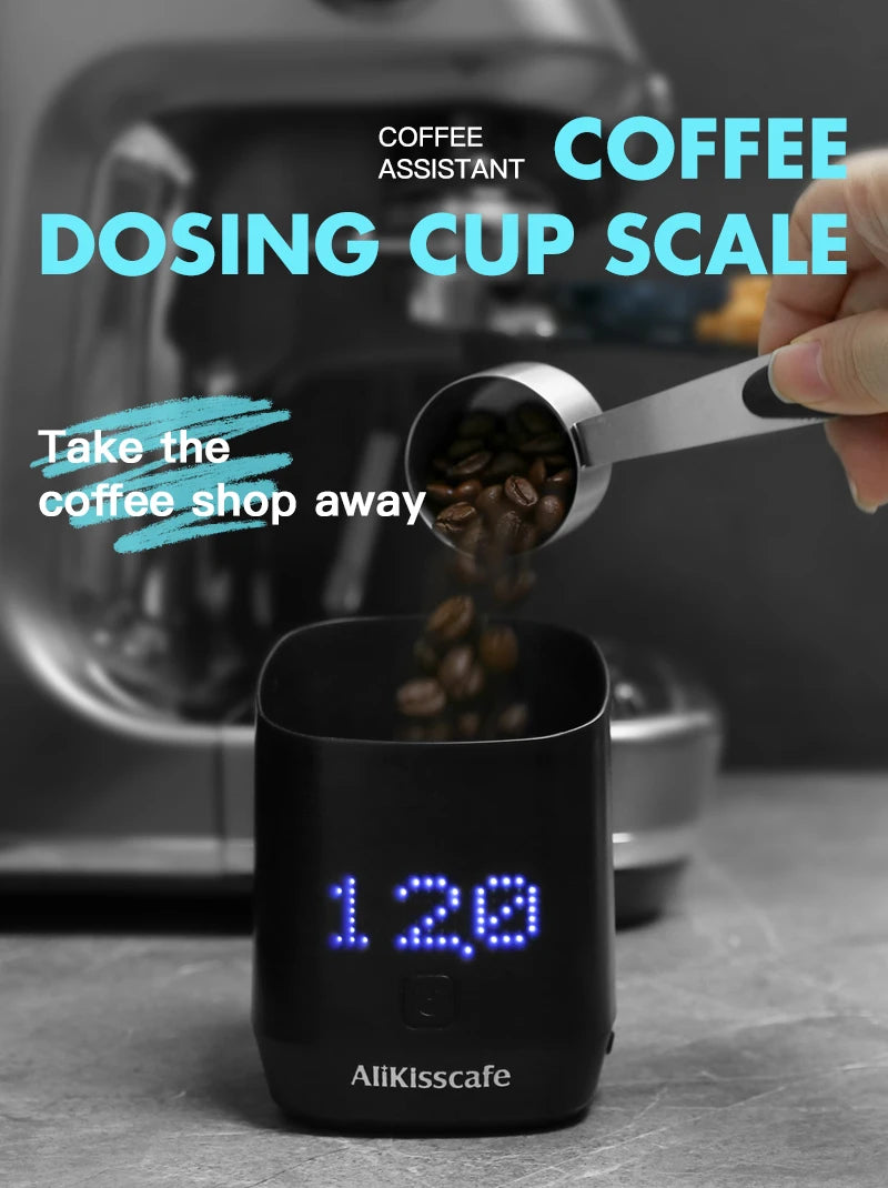 AliKisscafe Digital Dosing Cup Coffee Scale Display Tray Precise Scale Measuring Cup Kitchen Barista Tools Espresso Accessories