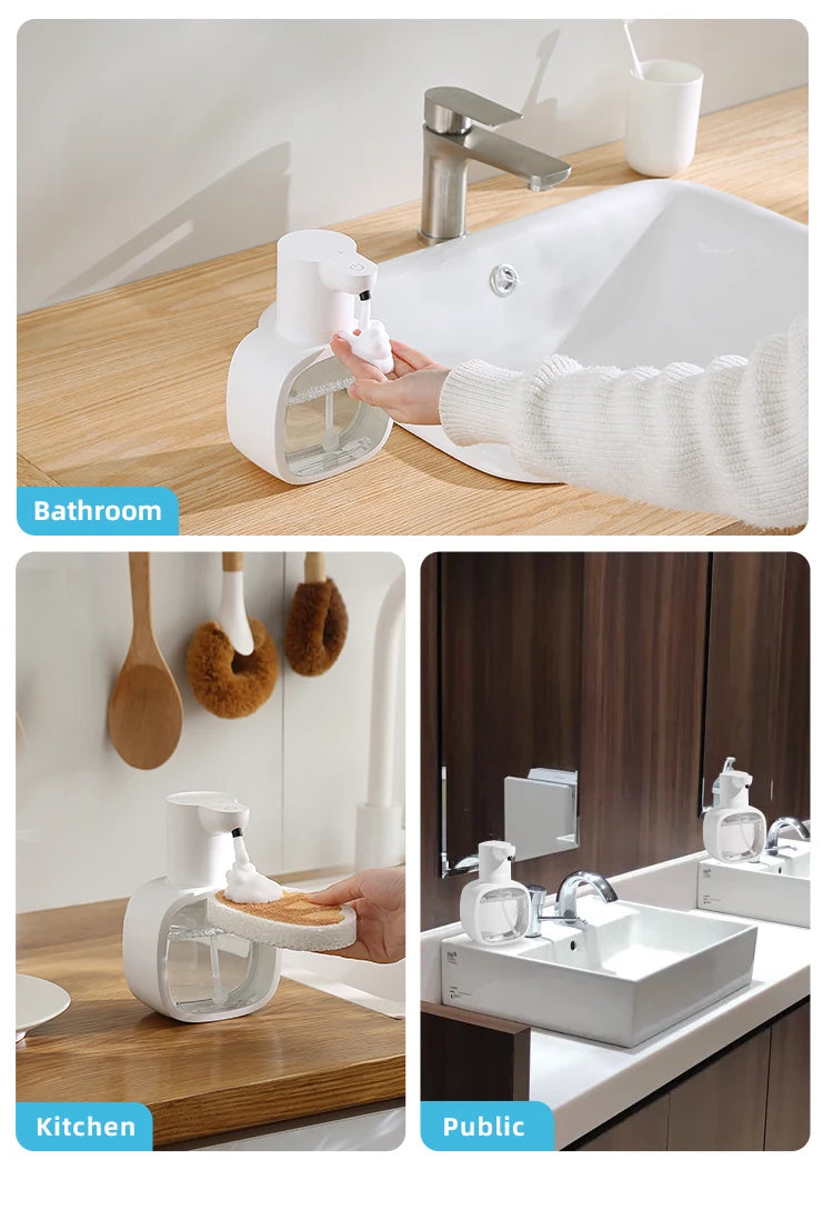 New Wall Mounted Automatic Soap Dispenser Foam Smart Hand Washing Machine 500ml Liquid Rechargeable Bathroom Induction Sensor