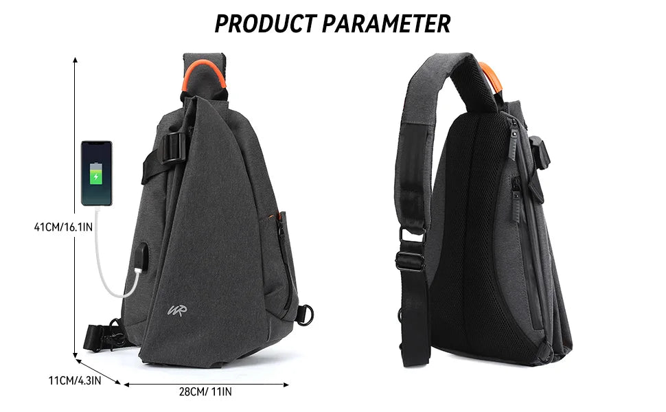 Anti-Theft Crossbody Sling Bag for Men Women,Small Backpack One Shoulder Bag, Chest Bag Sling Backpack for Hiking Biking Travel