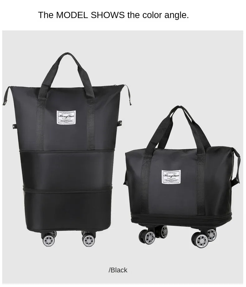 Universal Wheel Expandable Luggage Large Capacity Lightweight Travel Fitness Bag with Dry And Wet Separation Storage
