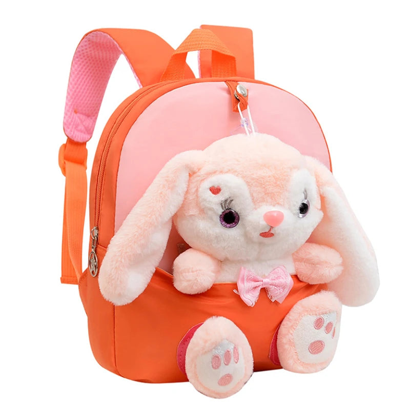 Cartoon Kindergarten Backpack New Children's School Bag Cute Plush Rabbit Doll Backpack