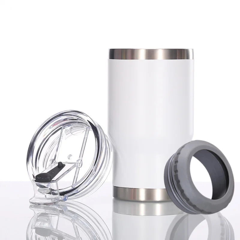 4 in 1 Can Cooler Tumbler for 12 Oz Cans, Slim Cans,and Bottles with Built-in Bottle Opener,Insulated Cool Summer Ice Bottle Cup