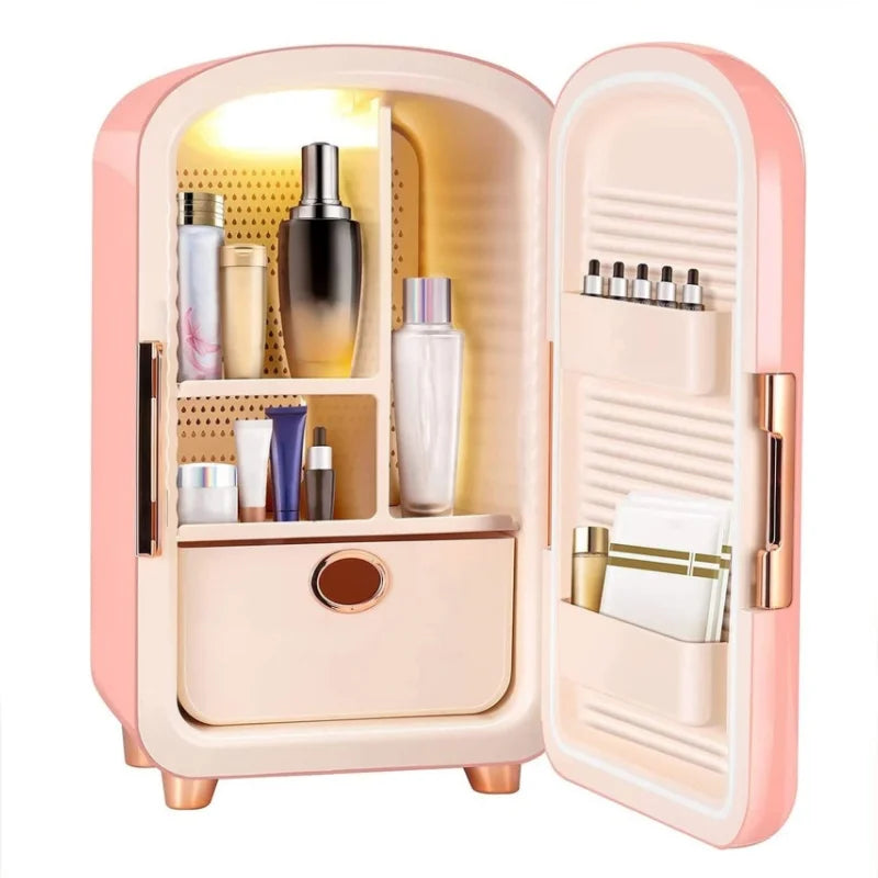 Mini Skin Care Fridge Makeup Cooler 8-18°C Constant Temperature LED Light Beauty Refrigerator for Bedroom Skin Care & Cosmetics