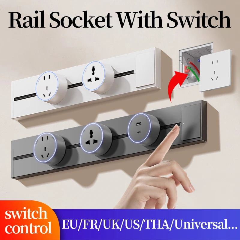 Universal Home Kitchen Bathroom Office Sockets Pop Replaceable High-end Quality Wall Power Track Socket EU UK FR US THA Standard