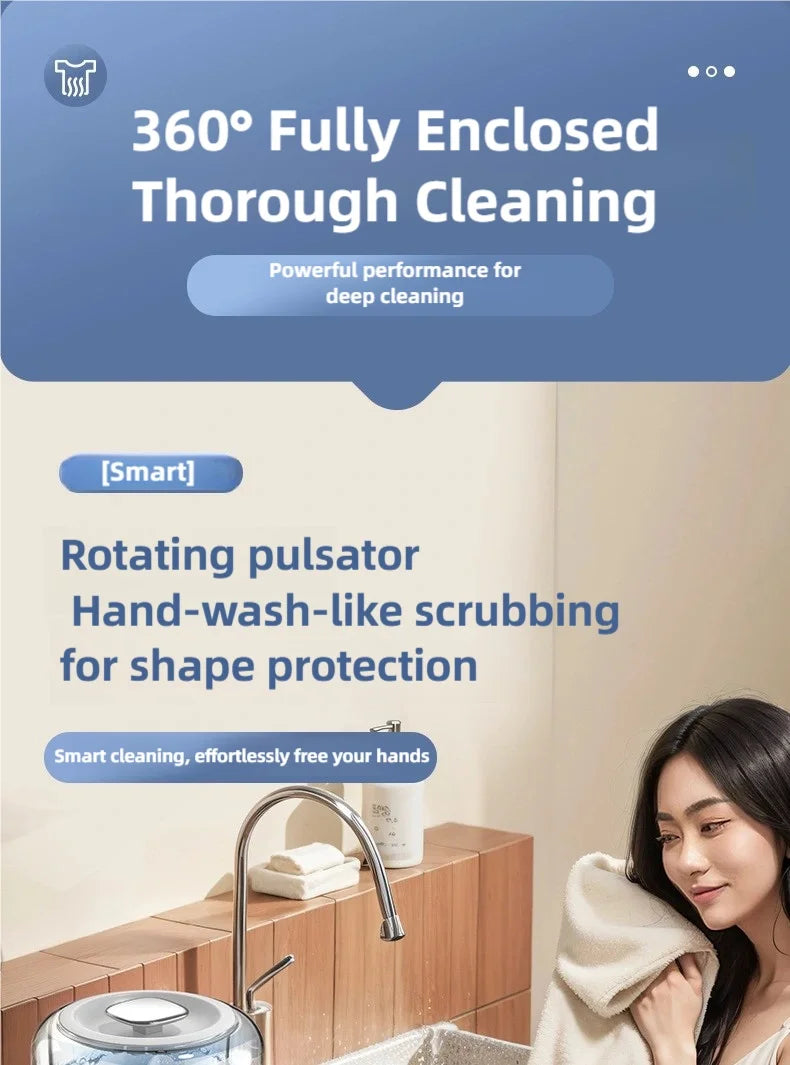 TINSOL New Mini Portable Washing Machine USB Charging Support Silent Fully Automatic Wash Essential for Dorms and Travel