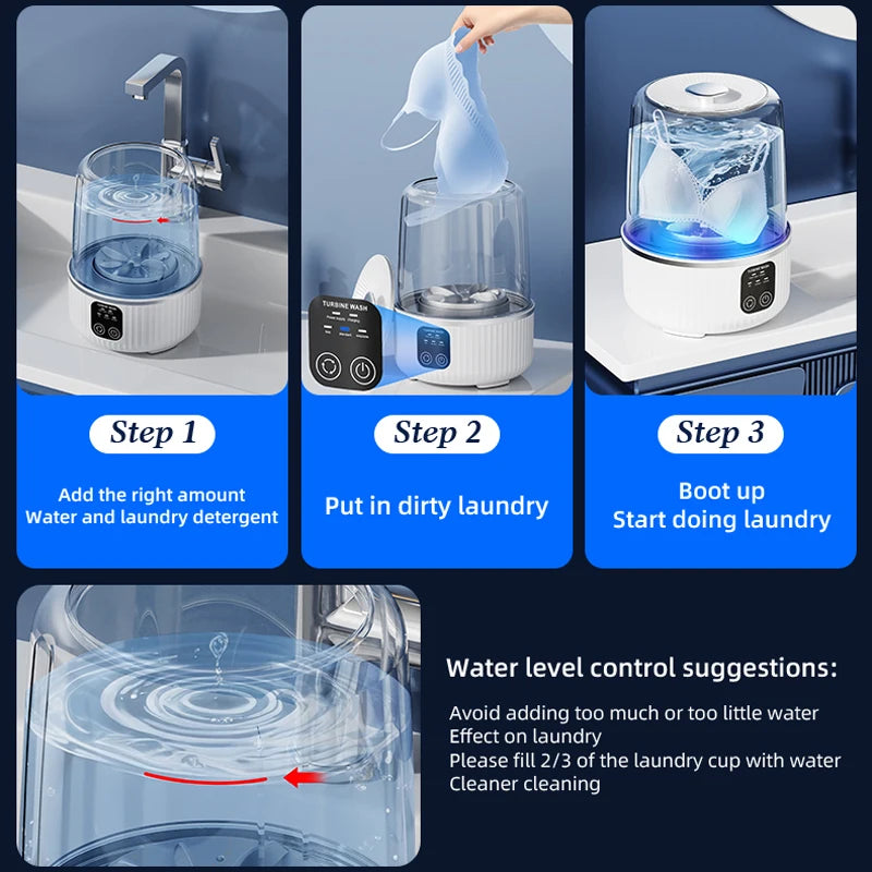 Mini Portable Wireless Washing Machine for Cup Underwear Socks Household Travel Underwear Special Charging Washing Machine